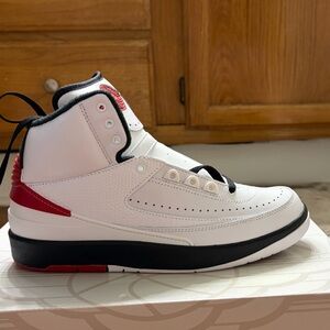 Jordan 2 Retro in White, Black, and Varsity Red